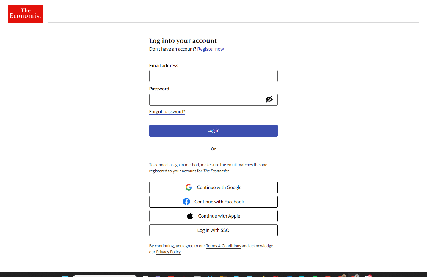 Economist - SSO Login Options